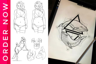 draw linework tattoo design or minimalist tattoo for you