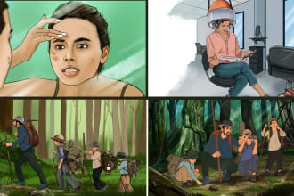 draw  6 frames storyboards in 24 hours