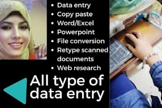 do all types of data entry word excel work copy paste image to word