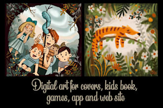 do  digital art for covers, kids book, games, app and web site