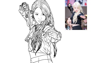 draw an excellent  line art portrait from photo