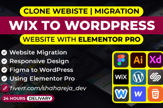 design, redesign, copy clone or revamp wix to wordpress website by elementor pro
