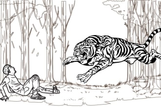 draw a minimalist line art and animated illustration