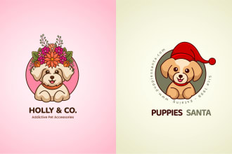 design cute animal, pet, dog cartoon mascot logo