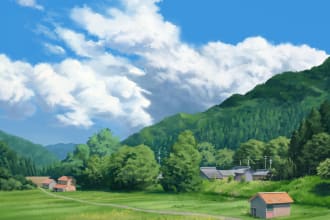 draw illustration, background, visual novel in anime or ghibli style