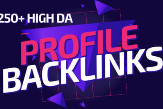 250 SEO backlinks white hat manual link building service high da profile links