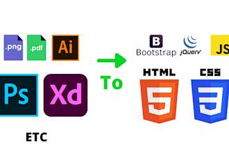 convert any format to HTML CSS bootstrap fully responsive
