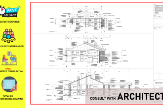 create architectural drawing, 2d floor plan and house plan in autocad
