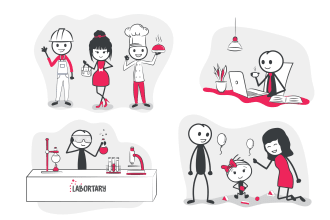 design stickman, stick figure in doodle art style