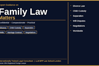 provide legal consultation on divorce, child custody and family law matters