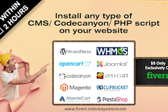 setup wordpress, whmcs, codecanyon,  php script or any cms