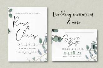 design wedding invitation cards, wedding logo, rsvp, save the date