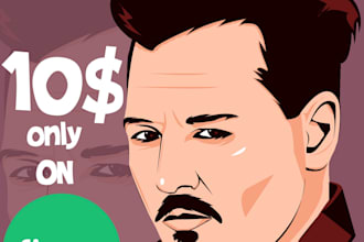 make cartoon or vector portrait in 24 hours