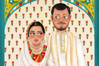 make a customized wedding card with couple illustration