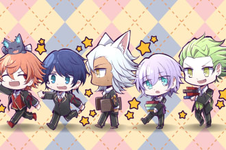draw cute chibi anime for icon avatar, logo youtube, twitch