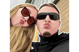 design a high detail couple vector portrait for you