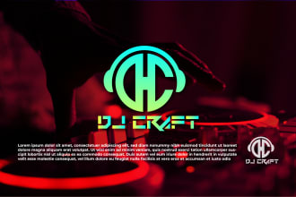 design creative dj, music band logo with monogram style