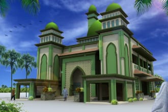 design exterior interior mosque and church with animations