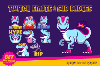 make cool and unique emotes and badges for twitch, streamer