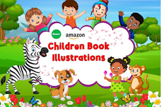 design children book story illustrations, kids book covers and characters