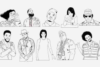 draw minimalist, portrait line art illustration