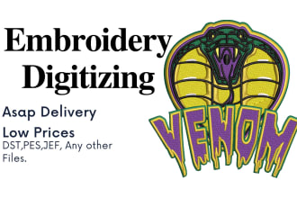do machine embroidery digitizing logo into dst pes in 1 hour