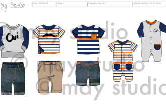 fashion design children and babies clothing collection