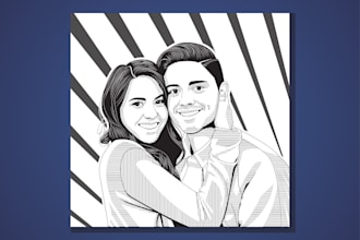 draw vector line art portrait