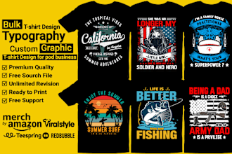 do trendy typography and custom graphic t shirt design streetwear pod business