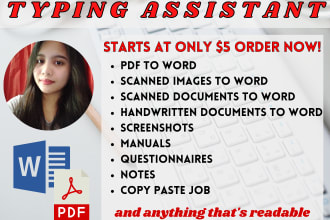 do typing services, retyping scanned documents in ms word