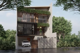 do impressive house exterior 3d rendering