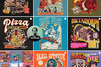 do custom amazing vintage retro for tshirt illustration
