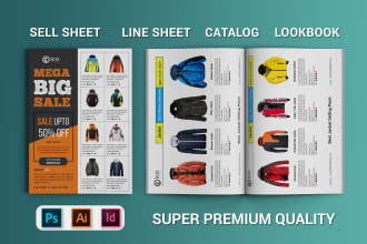 design product line sheet, sell sheet, product catalog, lookbook template