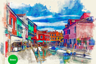 create your photo into architecture watercolor sketch effect