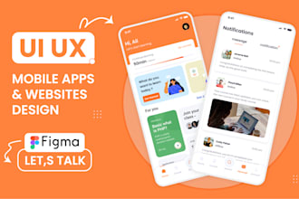 create UI UX design for mobile app design and website design