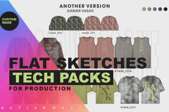 create activewear mockup and activewear tech pack