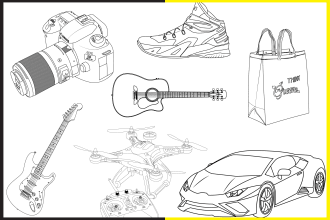 draw detailed line art of any product, food, sketch