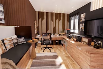 do an interior 3d modeling and render