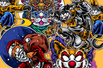 make illustration for sticker and embroidered patches