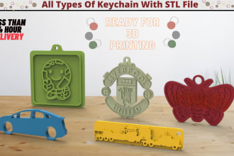 make keychain ready for 3d printing with stl,step file