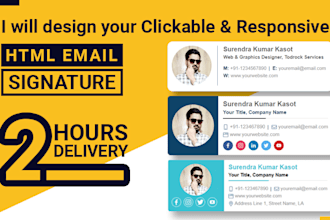 design professional clickable HTML email signature