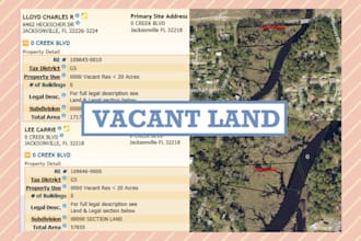 provide vacant land bulk leads