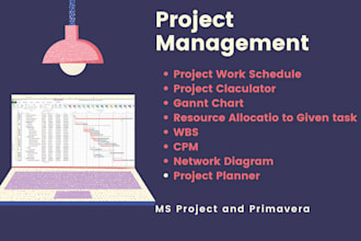 prepare project work schedule in ms project and primavera
