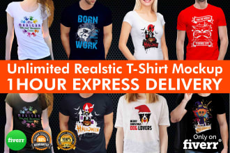 design custom t shirts with realistic mockups 1 hour
