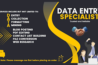 do accurate data entry, web research, typing work for you