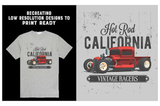 recreate tshirt designs for screen print and dtf dtg