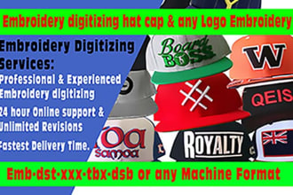 digitize embroidery  logo design in hat cap from ai, png file