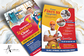 design professional handyman, cleaning, plumbing, and roofing flyer
