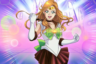 draw you in sailor moon anime manga style , pro