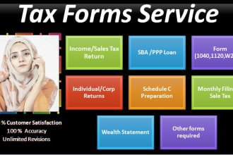 prepare tax return forms 1040 1120 and schedule c